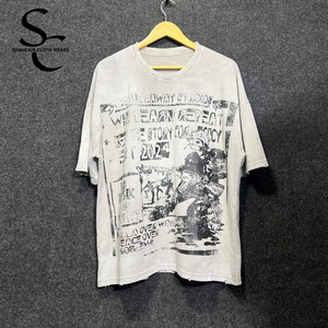 T-shirts personnalisés de haute qualité avec effet délavé et vieilli, 100% coton jersey, tissu respirant, coupe ample, col rond, OEM - Product Image 4