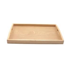 Bandeja Rectangular de Madera para Servir con Asas, Madera Sólida con Acabado Natural, Diseño Moderno, Móvil, para Bautizo, Cumpleaños, Té, Café, Desayuno - Product Image 4