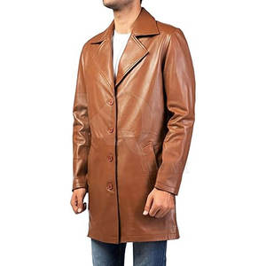 Abrigo de Cuero Premium para Hombre, Diseño Largo y Elegante, Material Duradero, Perfecto para la Moda de Invierno, Estilo Urbano, Uso Diario - Product Image 5
