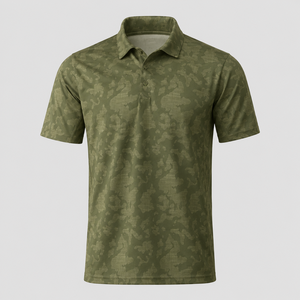 เสื้อโปโลแขนสั้นลายพรางสีน้ำเงินสำหรับผู้ชาย แห้งเร็ว ผ้าถัก สไตล์ลำลอง ผ้ายืด/โพลีเอสเตอร์ - Product Image 2