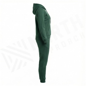 Conjunto Deportivo Casual para Mujer, Sudadera con Capucha Verde Sólido y Pantalones Jogger, Manga Larga, Peso Medio, 100% Algodón, Ropa de Otoño - Product Image 3