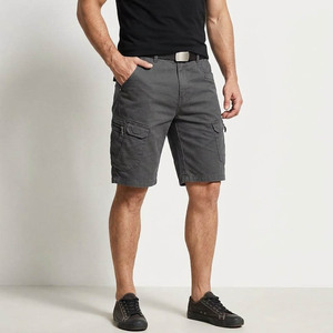 Men's <b>Cargo</b> Shorts Solid Color Mid Waist Button Fly Casual Bermuda Shorts With Multiple Pockets Breathable Canvas Fabric - Product Image 5