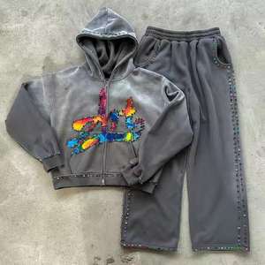 Chándal de Alta Calidad Personalizable con Diseño Urbano, Poliéster/Algodón, Pedrería, Lavado Ácido, Transpirable, Impresión Serigráfica - Product Image 5