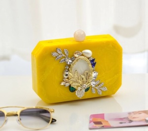 Custom Handmade Embellished Resin Clutch Purse Luxury Handmade Resin Evening Bag Fashion Resin Clutch for Boutique Resale - Product Image 1