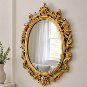 Antique Gold Oval Wall <b>Mirror</b> Ornate Baroque Scroll Frame Decorative Vintage <b>Mirror</b> for Bedroom Living Room Home Decor - Product Image 2