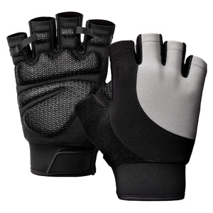 <b>Half</b> Finger Gloves Black Gray Polyester Cotton Unisex Summer Hook Loop Closure Breathable Non <b>Slip</b> Lightweight - Product Image 2