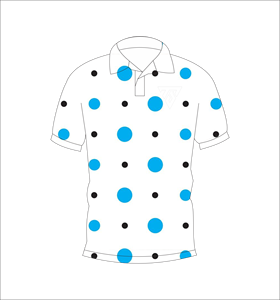 เสื้อโปโลแขนสั้นผู้ชายลายจุดสีขาวน้ำเงิน ปกติดกระดุม พิมพ์ลาย ใส่สบายในฤดูร้อน - Product Image 1