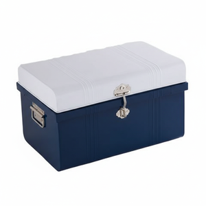 Caja de almacenamiento para ropa y joyas con revestimiento azul y detalles metálicos dorados, ligera y resistente, para uso doméstico, con cerradura. - Product Image 2
