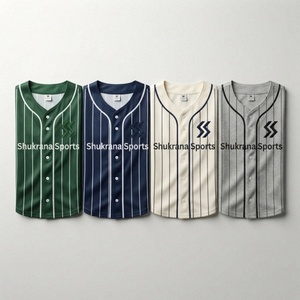Camiseta de Béisbol Personalizada con Botones y Rayas, Uniforme de Béisbol Unisex de Manga Corta al por Mayor, Camisa Deportiva - Product Image 3