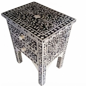Taburete Artesanal con Incrustaciones Florales de Hueso, Mesa Auxiliar Decorativa, Mesa de Noche Cúbica de Nácar Amarillo, Proveedor de Muebles al por Mayor - Product Image 6