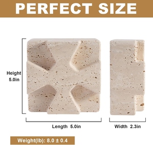 Geometric Stone Bookends 2Pcs Minimalist Sculptural Design Irregular Texture Decorative Shelf Accent - Product Image 6