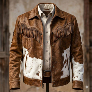 Veste Western en Daim à Franges de Qualité Supérieure pour Homme, Manteau de Ranch Vintage en Cuir de Vachette à Poils, Vente en Gros Fabricant Fournisseur - Product Image 1