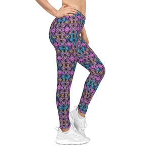 Pantalones de yoga elásticos de cintura alta con cordón, efecto piel desnuda, bolsillos y estampado paisley, para gimnasio, fitness y levantamiento de glúteos. - Product Image 2