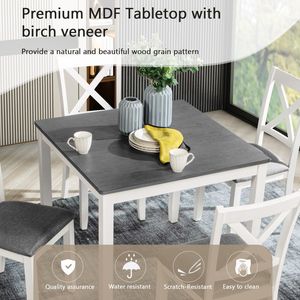 Set da Pranzo Moderno per 4 Persone, Collezione in Legno 5 Pezzi con 4 Sedie per Spazi Ristretti, Cucina o Sala da Pranzo - Product Image 4