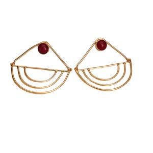 Pendientes de Latón Plateado con Rubíes y Diseño Étnico para Mujer, Regalo de Boda - Product Image 1