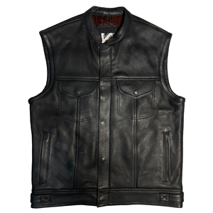 KAROZAN Men's Black Leather Jacket Full Sleeve Windproof Winter Style with Logo on <b>Back</b> Neck - Product Image 1