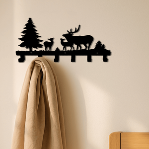 Farmhouse Rustic Wall Mounted Coat Rack Black Puppy Bear Deer <b>Hooks</b> with Tree Branch Design Cute <b>Towel</b> Holder - Product Image 4