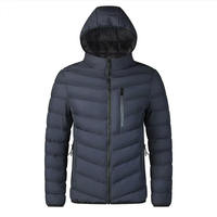 Veste matelassée à capuche gris foncé pour homme, avec poche zippée sur la poitrine, manteau thermique d'hiver, vêtements d'extérieur