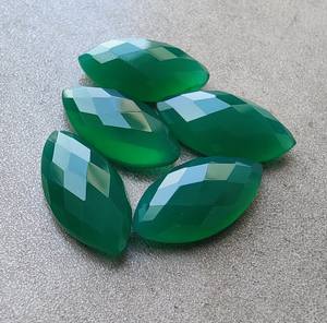 Pierre précieuse naturelle en onyx vert, taille marquise, coupe à carreaux, calibrée, pierre lâche pour la fabrication de bijoux, bague, pendentif - Product Image 1