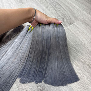 Gris couleur os droit couleur claire avec racine foncée 100% prix de grossiste de cheveux humains de l'usine, extensions de cheveux - Product Image 3