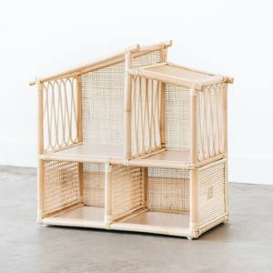 Casa de muñecas de mimbre de madera natural al por mayor, juguete de simulación, casitas miniatura para muñecas a precio económico - Product Image 2