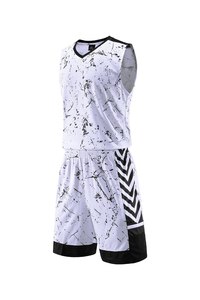 Ensemble de maillots de basket personnalisables rouge col en V blanc uni, anti-humidité, séchage rapide, taille élastique, unisexe, pour adulte, vêtements de sport - Product Image 6