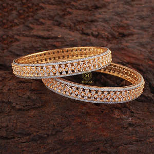 Lyla Designer CZ Rhodium Plated Copper Alloy Bangles-Fashion Number Pattern Bracelet - Product Image 2