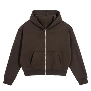 Sweat-shirt à capuche zippé pour homme, coupe oversize et carrée, épais, en molleton polaire personnalisé avec couche d'air 500 g/m², effet délavé, épaules tombantes - Product Image 3