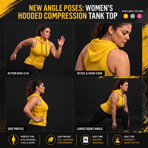 Women's Hooded Compression Tank Top Plus Size Workout <b>Singlet</b> Hood Ladies Sportswear Training Top Women's Gym Hoodie Vest - Product Image 5