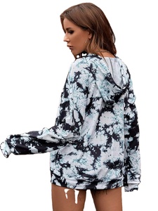 Nuevo personalizado satén completo forrado seda Tie-Dye pulóver Sudadera con capucha bordado de punto satén colorido invierno patrón Color sólido con capucha - Product Image 3