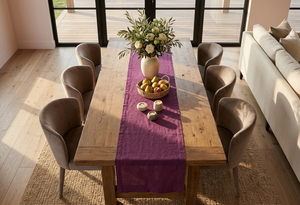 Solid Color Purple Linen Textured <b>Table</b> <b>Runner</b> for Wedding Restaurant Home Use-Eco-Friendly & Durable - Product Image 3