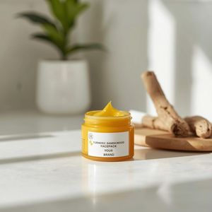 Crème de masque facial au curcuma et au bois de santal biologique, masque facial en boue blanchissant pour la revente, commande en gros, fournisseur - Product Image 6
