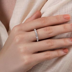 Anillo de Diamantes Cultivados en Laboratorio, Corte Brillante Redondo, Anillo de Boda para Mujer, Oro Blanco de 14K/18K, Anillo de Compromiso - Product Image 4