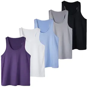 Women's Solid Gym workout fitness Blank tank tops Women's cotton/spandex Private Logo Yoga vests