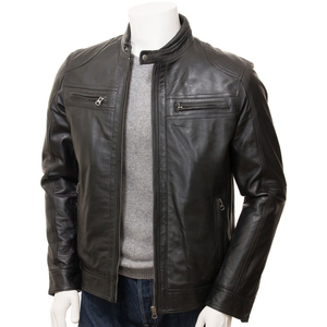 Men's High Street Style Winter Fashion Jacket Comfortable Breathable Genuine Leather with Sherpa Lining and <b>Fur</b> <b>Trim</b> - Product Image 2