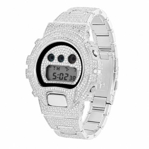 Luxury Digital <b>Watch</b> Stainless Steel Case Rhinestone Round Dial Unisex Band - Product Image 2