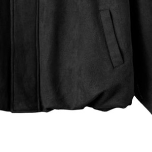 Women's Black <b>Short</b> Blouson <b>Jacket</b> Turn-down Collar Full <b>Sleeve</b> Solid Color Minimalist Style Autumn Wear - Product Image 3