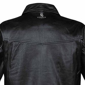 Blouson Bomber Homme en Cuir Véritable Coupe Slim Hiver Décontracté avec Logo Personnalisé Style Urbain Tendance Moto avec Poches - Product Image 6
