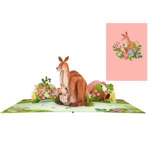 Carte de vœux 3D pop-up sur le thème spécial Kangourou, collection spéciale, carte pop-up faite à la main pour aimer sa maman, carte de vœux origami 3D - Product Image 1