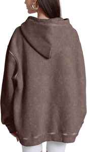 Sweat à capuche surdimensionné personnalisé délavé à l'acide, en polyester/coton 305 g/m², coupe décontractée, style vintage, épais - Product Image 4