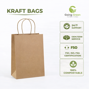 Sacs en papier kraft brun pour les achats en gros, qualité alimentaire, sacs à emporter en papier, sacs cadeaux portables avec poignée - Product Image 1