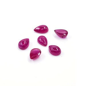 Cabochons de rubis naturels de Bangkok, calibrés, forme poire, 5x7mm, pierres précieuses de rubis naturelles en vrac pour la création de bijoux, prêts à l'emploi - Product Image 1