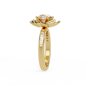 Floral Design Round Cut Diamond <b>Solitaire</b> Engagement <b>Ring</b> 14K 18K Yellow Gold IGI Certified Custom Jewelry Wholesale Supplier - Product Image 4