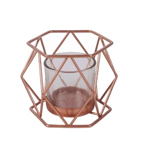 Venta caliente portavelas geométrico de Metal soporte de vela decorativo portavelas de luz de té para decoración de fiesta de cumpleaños de boda - Product Image 1