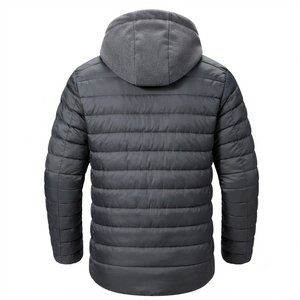 Premium Men's Hooded Puffer <b>Jacket</b> Lightweight Quilted Warm Outerwear Front Logo Outdoor Cold Weather Travel Wear winter <b>jacket</b> - Product Image 2