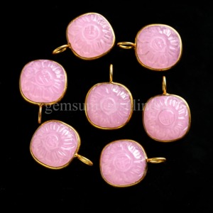 Colgante de Flor de Calcedonia Rosa Natural, Chapado en Oro Vermeil sobre Plata de Ley, Amuleto de Piedra Preciosa, Joyería Curativa, Precio al por Mayor, Suministro a Granel - Product Image 1