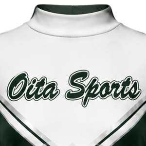 Maillot de sport à manches longues vert foncé et blanc sublimé pour cheerleading – Haut de performance athlétique pour entraînement, pratique et compétition - Product Image 3