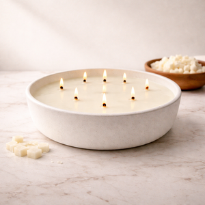 Grand récipient à bougie en céramique extra large, multi-mèches, longue durée de combustion, finition mate lisse, durable, décoration d'intérieur haut de gamme, centre de table, choix de cadeau - Product Image 1