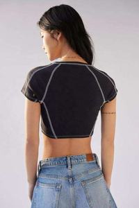 Camiseta Corta para Mujer, Estilo Baby Tee, Ajustada, de Algodón, Manga Corta, Casual, Estilo Y2K Retro, Moda Urbana, Top de Verano - Product Image 2