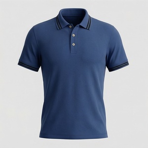 Polo à manches courtes pour homme, bleu marine, couleur unie, tricot piqué, décontracté, respirant, coupe classique, boutons - Product Image 1